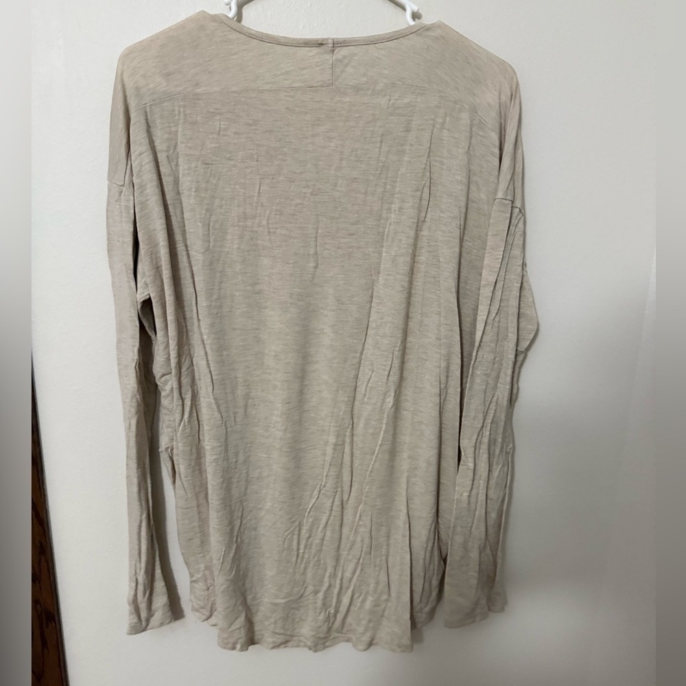Alya Beige Crisscross V-Neck Long Sleeve Top - Picture 2 of 3